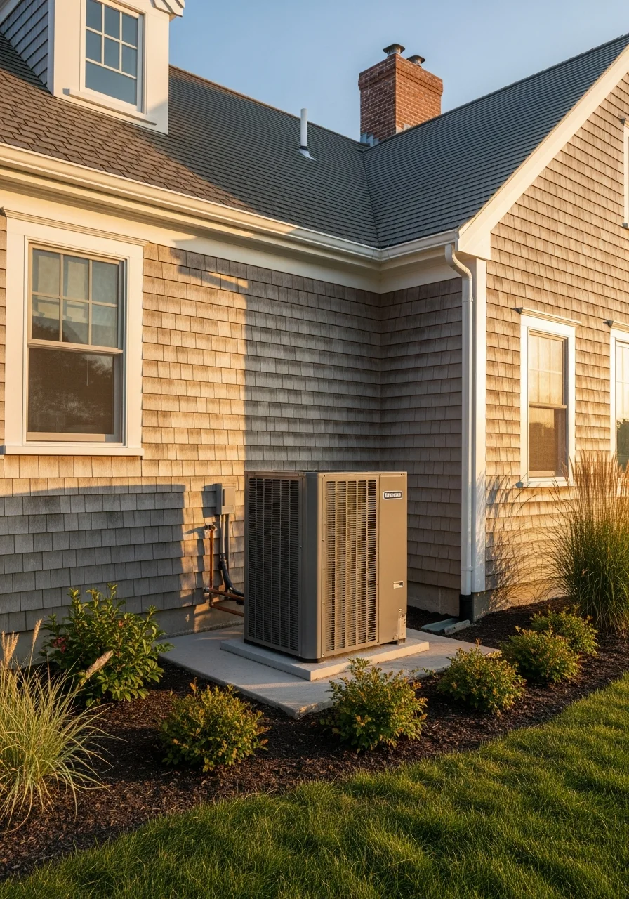 Technician working on a Hingham home exterior with professional attention to detail.